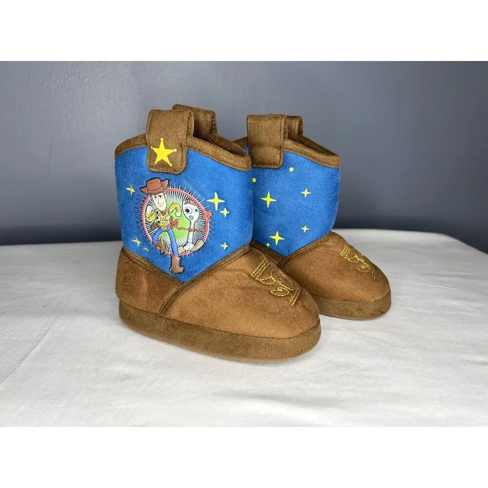 Toy Story 4 Woody Forky Slipper Boots Toddler Size 5-6 Disney Pixar Cowboy Shoes